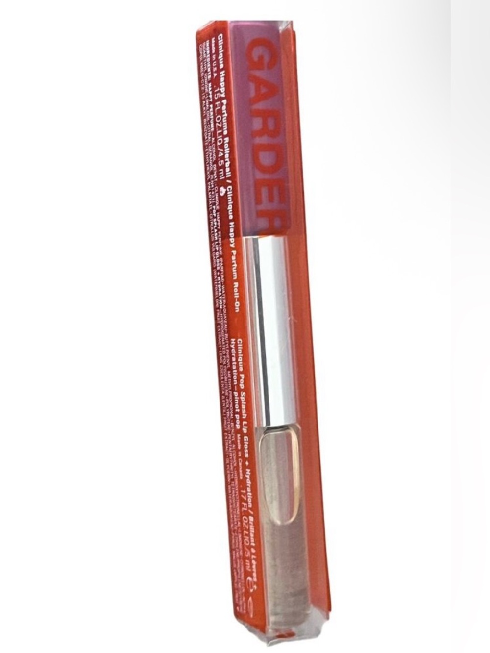 Clinique Duo Perfume Rollerball HAPPY & Pop Splash Lip Gloss PINOT POP Purse Sz